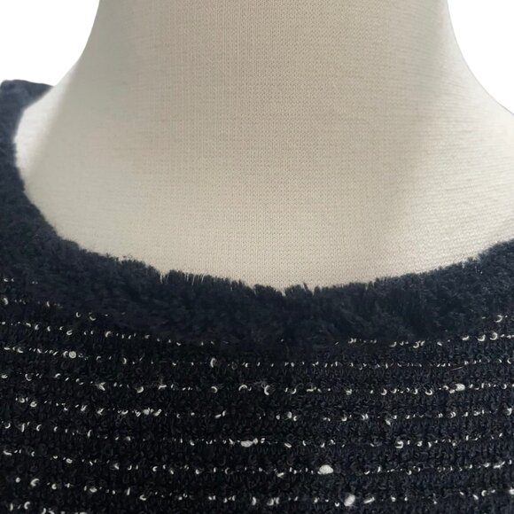 LOFT Black Glitter Knit Fit & Flare Dress Sz 6 Short Party Sparkly Holiday Chic - Picture 9 of 11
